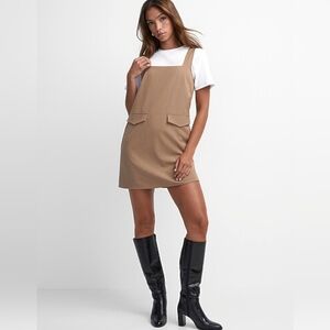 Simons Tan Mini Pinafore Dress